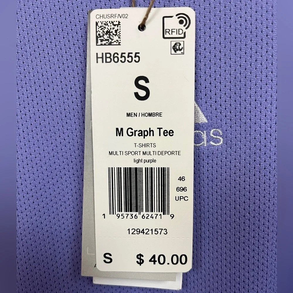 NWT. Men’s Adidas Light Purple Graphic Tee Small